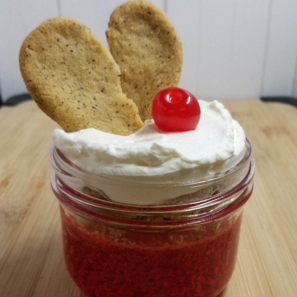 Cherry ‘Soda’ & Whisky Cream Parfaits with Spiced Broken Hearts cookies
