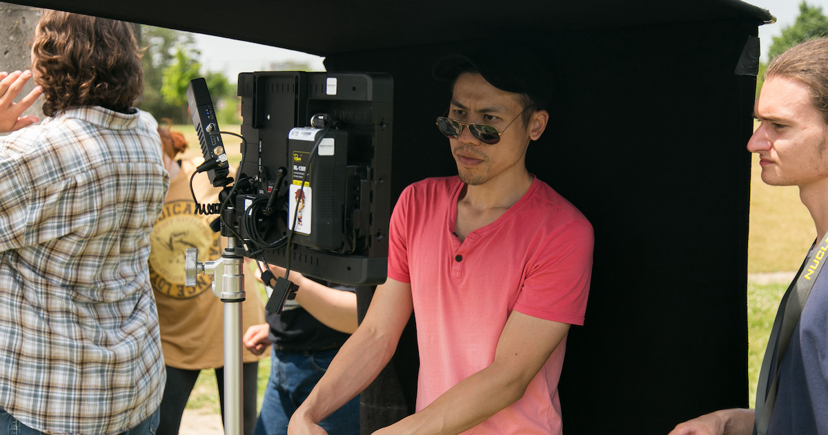 Andrew Chung directs on the set of White Elephant