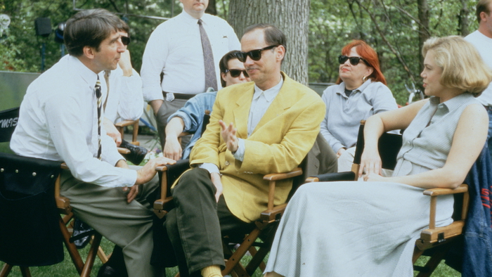 Sam Waterston, John Waters and Kathleen Turner behind the scenes while filming Serial Mom