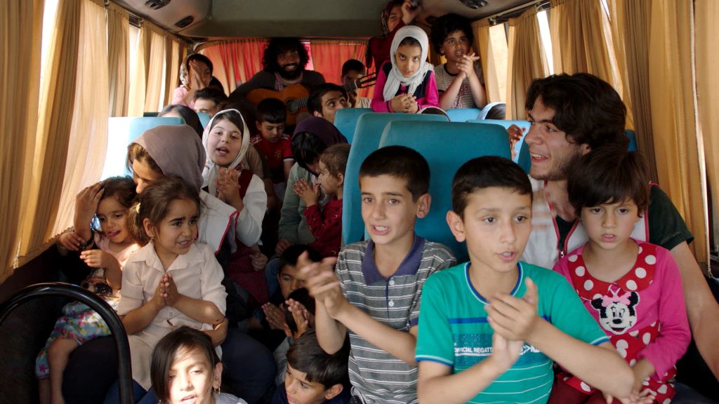 Inside the tour bus in Bandar Band