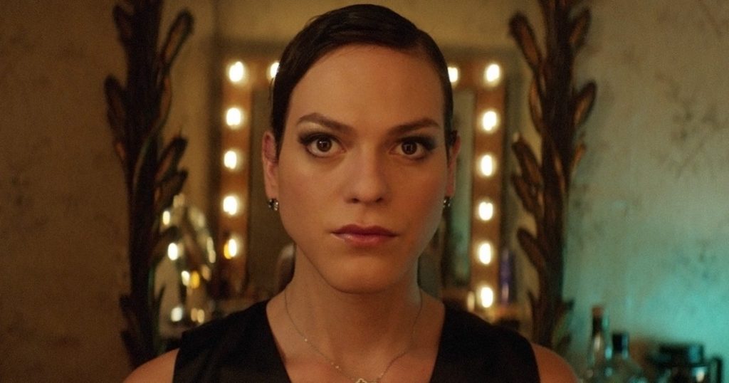 A woman with dark hair looks into the camera (A Fantastic Woman)