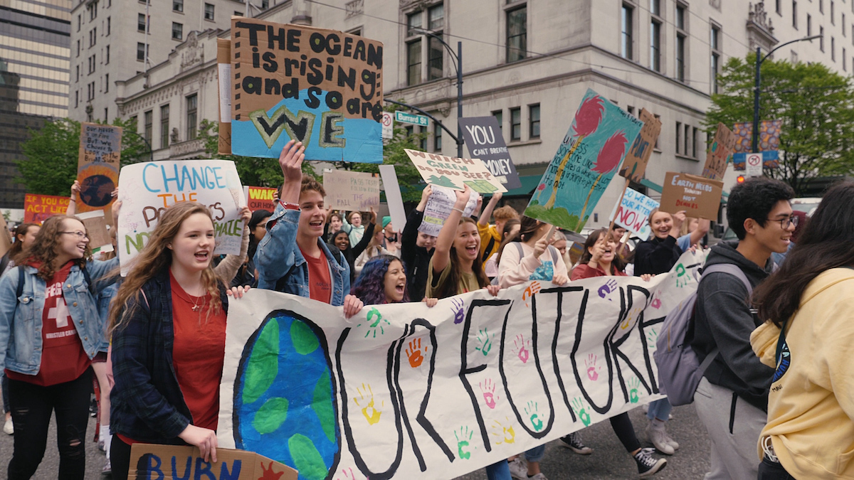 Young people march to protest against climate change